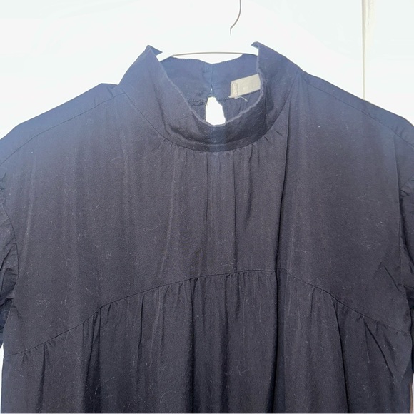 Everlane The Tiered‎ Mockneck Dress Cotton Knee Length Black Size Small - Picture 6 of 15